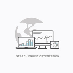 Poster - Search engine optimization illustration with cool outline style