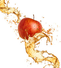 Splash Juice With Apple Isolated On White