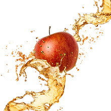 Splash Juice With Apple Isolated On White