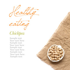 Raw Organic chickpea in a bowl on a white background