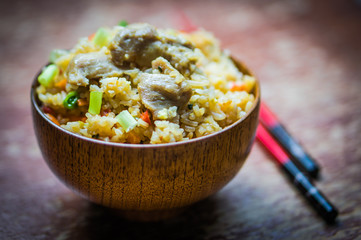 Canvas Print - Rice with chicken and vegetables