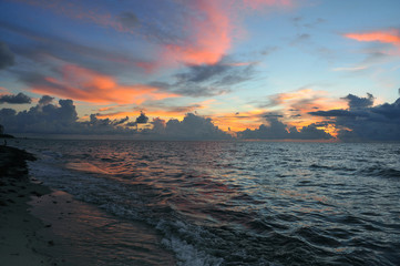 Early morning sunrise over Miami Beach skyline