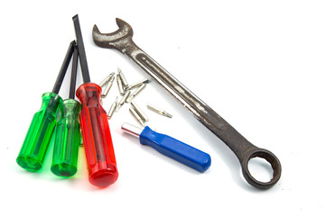 Work tools on white background