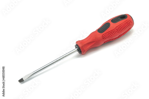 Fotografie, Obraz Black and red screwdriver on white background