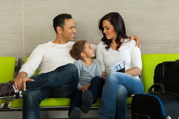 Wall Mural - family waiting at airport lounge