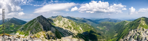Obraz na płótnie canvas trzyczęściowy "tryptyk" Panorama od szczytu góry - zachodnie Tatry, słowacja