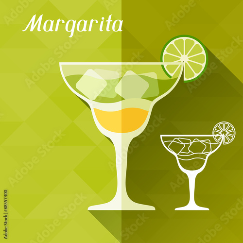 Naklejka dekoracyjna Illustration with glass of margarita in flat design style.