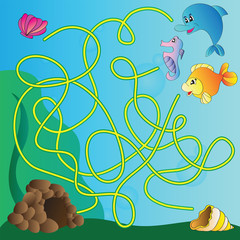 Wall Mural - Puzzle for kids - marine life