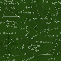 blackboard with geometric shapes and formulas
