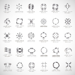 Wall Mural - Abstract Circle Icon Set. Vector Isolated On Gray. Abstract Circular Logo For Company Symbol, Star, Tech Icon And Element Design. Creative Icons For Flower And Decorative Logo. Abstract Round Template