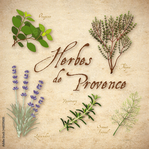 Board z aluminiowym obramowaniem Herbes de provence, lawenda, rozmaryn, tymianek, koper, oregano
