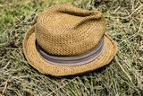 Fototapeta Lawenda - hat, hay, farm, countryside, nature, moda