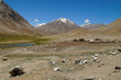 Beautiful valley and camp near Chang La Pass in Ladakh, India
