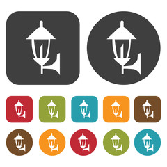 Wall Mural - Street Lights Lamp icon set. Round and rectangle colourful 12 bu