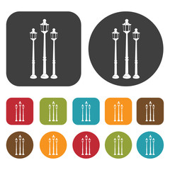 Wall Mural - Street Lights Lamp icon set. Round and rectangle colourful 12 bu