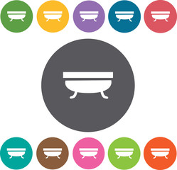 Bath Tub icon. Hotel icons set. Round colourful 12 buttons. Illu