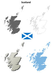 Scotland blank detailed outline map set