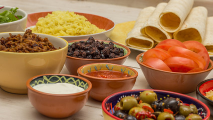 Wall Mural - Variety of ingredients to make mexican burritos