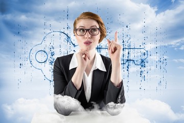 Poster - Composite image of thinking redhead businesswoman