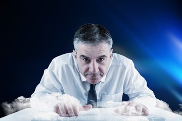 Poster - Composite image of mature businessman typing on keyboard