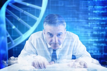 Poster - Composite image of mature businessman typing on keyboard