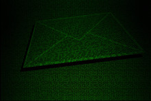 Digital Envelope Made Of Green Binary Code