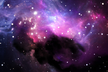 Canvas Print - space background with purple nebula and stars