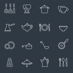 Fototapete - kitchen utensil icons