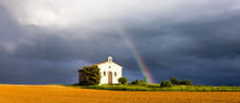 Chapel With Rainbow, Plateau De Valensole, Provence, France