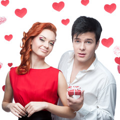 Poster - young smiling couple on valentines day