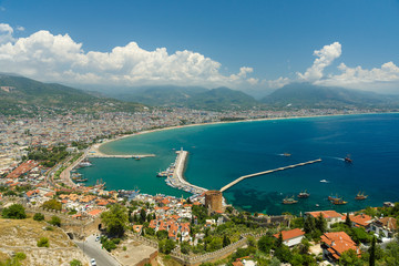 Wall Mural - Sea port of Alanya. View from the bird's-eye view.