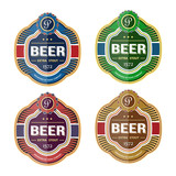 Fototapeta  - Green beer bottle label template