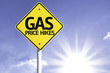 © gustavofrazao - Gas Price Hikes road sign with sun background
