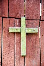 Green Old Wooden Cross