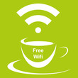 Tasse Free Wifi weiss - grüner Hintegrund