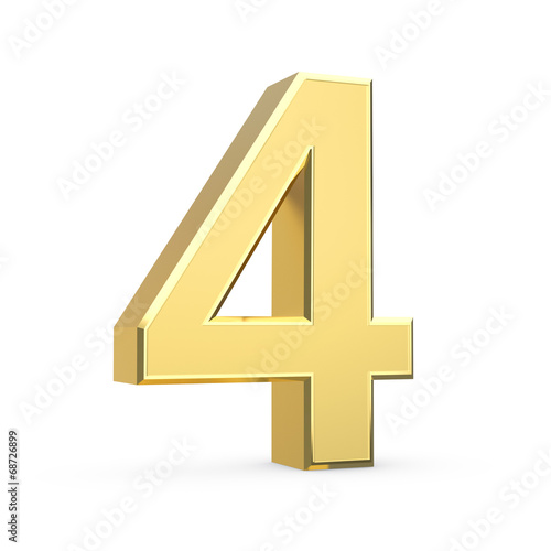 Shiny big golden 3D number on white - isolated Poster