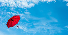 Red Umbrella With Blue Sky