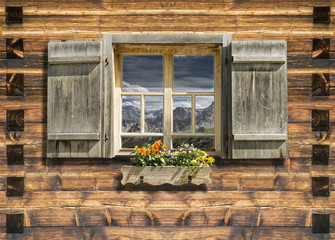 mountain hut window summer