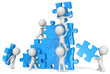 © jojje11 - Teamwork. The dude x 7 building large puzzle. Blue.