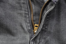 Close Up Of Jeans Zipper