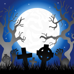 Sticker - Vollmond über einem Friedhof