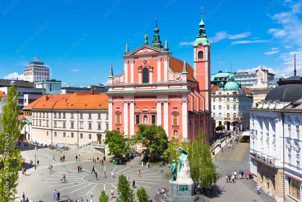Obraz na płótnie Preseren square, Ljubljana, capital of Slovenia. w salonie