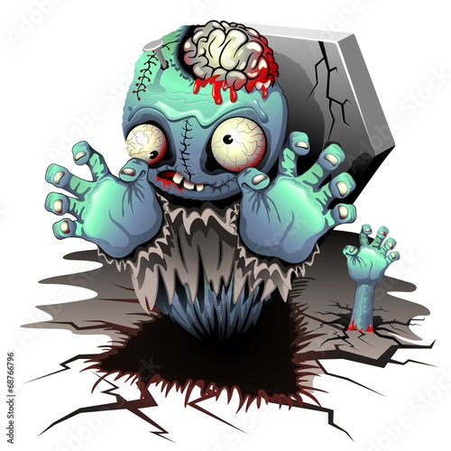 Plakat na papierze fotorealistycznym Lalka z kreskówek zombie potwora