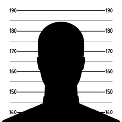 Mugshot or police lineup picture of anonymous man silhouette