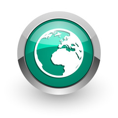 earth green glossy web icon