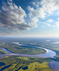 Wall Mural - Forest river, top view