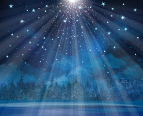 Wall Mural - vector winter background with lights and stars.