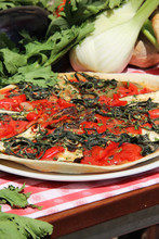 Mediterranean Pizza With Tomatoes And Spinach
