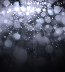 Wall Mural - lights and stars on black bokeh background.
