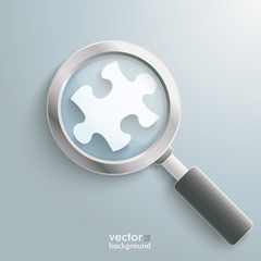 Canvas Print - White Puzzle Piece Loupe